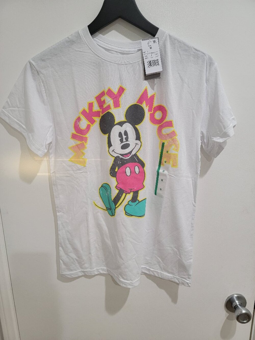 Women's Mickey Short Sleeve Graphic T-Shirt - White M: Crew Neck, Knit Fabric
